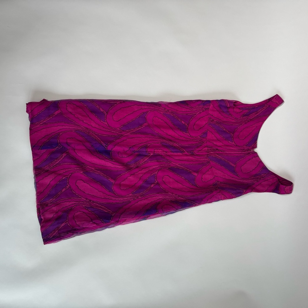 1960’s Vintage Vibrant Pink and Purple Sleeveless Dress - Picture 4 of 4